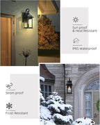 FEMILA 21" Outdoor Wall Light Fixture, 2 Pack Modern Outdoor Wall Sconce, Rust-Proof Waterproof Wall Light with Seeded Glass, Ideal for Porch, Patio, Entryway, Garage, 4FD54B2-2PK BK