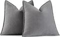 MIULEE Pack of 2 Grey Decorative Pillow Covers 22x22 Inch Soft Chenille Luxurious Couch Throw Pillows Farmhouse Cushion Covers Euro Shams with Elegant Design for Sofa Bedroom Living Room Home Decor