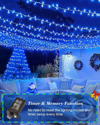 355FT 900 LED Christmas Lights, Extra Long Outdoor String Lights Waterproof, Timer & Memory, 8 Modes Dimmable Plug in Fairy Lights for Outside Tree Wedding Patry Holiday Decorations, Blue