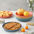 8 PCS Wheat Straw Plates, Kaloo 7.7 Inch Melamine Reusable Plastic Unbreakable Dinner Plates for kitchen, Dishwasher & Microwave Safe (4 colors)