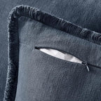 EMEMA Linen Fringe Throw Pillow Covers Set of 2 Boho Farmhouse Accent Decorative Pillowcase with Tassels for Couch Sofa Bed Living Room Home Decor 26x26 Inch,Indigo Blue