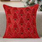 Christmas Pillow Covers 18x18 inch Set of 2 Christmas Decorations Soft Plush Faux Fur Wool Red Xmas Tree Throw Pillow Cases Winter Holiday Decor for Sofa Living Room PT012B18