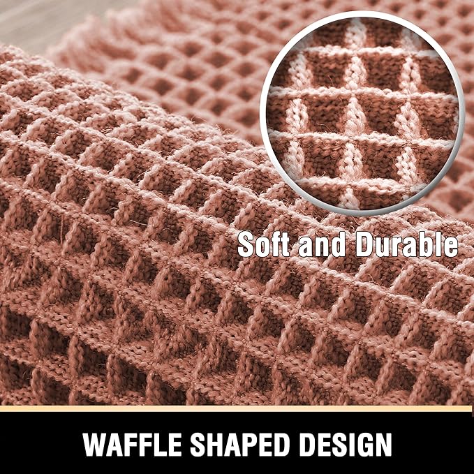 H.VERSAILTEX Upgraded Waffle Runner Rug Super Absorbent Bathroom Mat Non Slip Bath Rug for Bathroom Floor Machine Washable Dry Fast, Soft Pink, 24" x 72"