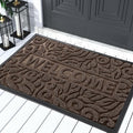 Yimobra Welcome Mat Outdoor 29.5x17, Waterproof Non-Slip Outdoor Mats for Front Door Outside Entrance, Low-Profile Entryway Mat Indoor for Garage Patio, Coffee
