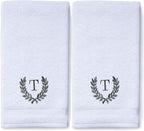 Decorative and Monogrammed Hand Towels for Bathroom Kitchen Makeup | Personalized Gift for Wedding-Bridal | Roman Font Custom Luxury Turkish Towel | Spa Collection, Oversized, 16 X 30 Inch, Set of 2