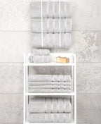 American Soft Linen Luxury 4 Piece Bath Towel Set, 600 GSM 100% Cotton Turkish Bath Towels for Bathroom, 27x54 in Large Bathroom Shower Towels, Silver Grey