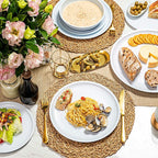 bzyoo 12 Piece Melamine Dinnerware Set - Durable, Dishwasher Safe White Plates and Bowls - for Casual Dining, Parties Dish Set, White Mono Collection