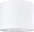 Set of 2 Pure White Linen Drum Lamp Shade 13" Top x 13" Bottom x 10" High (Spider) Contemporary Lamp Shades for Table Lamps & Bedside Lamps Replacement Lampshade - GO&SO - Assembly is Required
