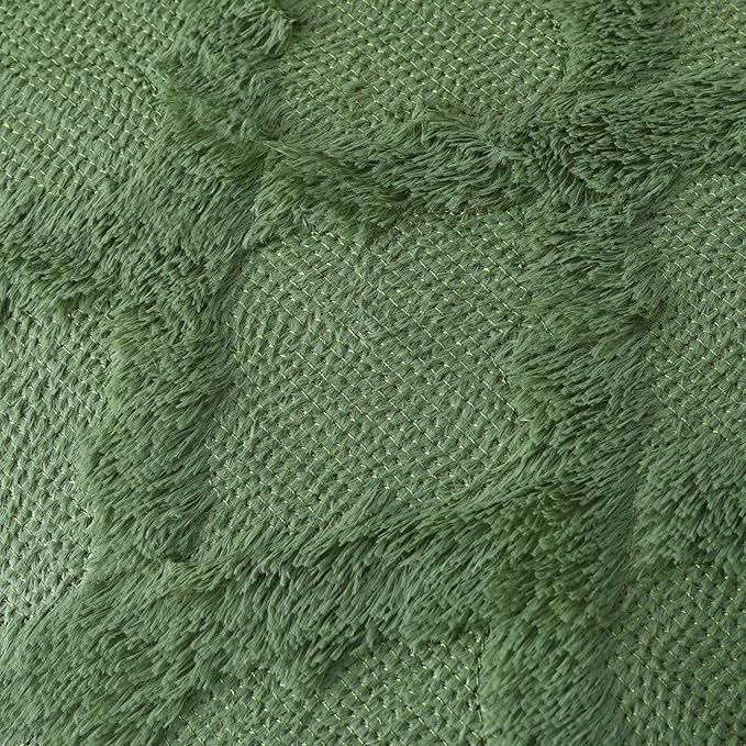 Set of 2 Soft Moroccan Throw Pillow Covers 18x18 Inch Plush Boho Decorative Pillow Cover Accent Cushion Case for Couch Sofa Bed, Olive Green