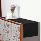 D'Moksha Homes Linen Black Table Runner 36 Inches - 100% Pure Linen Small Table Runner 14 x 36 Inch Ideal for Dresser, Coffee Tables, Fall and Halloween - Classic Hemstitch - Classic Hemstitch