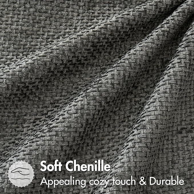 MIULEE Pack of 2 Lumbar Couch Throw Pillow Covers 20x12 Inch Dark Gray Modern Boho Accent Decorative Pillow Covers Soft Chenille Farmhouse Cushion Covers for Home Decor Bed Sofa Living Room