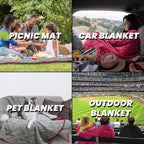 Waterproof Outdoor Blanket 82”X 55” Packable, Stadium Blankets for Camping with Sherpa Fleece Lining, Large Windproof Emergency Throw Mat for Garss Picnic Hiking Road Trip, Machine Washable, Wine