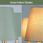 Gold Chandelier, Brushed Brass with Green Fabric Shade, 6-Light 28" Modern Farmhouse Linear Pendant Lighting Fixture for Dining Living Room Kitchen Island Bedroom