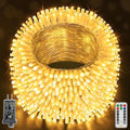 Ollny Christmas Lights Outdoor Waterproof, 1000LED 328FT Super Long String Lights with Remote 3 Timer, Plug in 8 Modes Fairy Light for Outside House Bedroom Xmas Decorations, Warm White