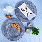 CLEENTABLE Assorted Set of 2 Wooden Charger Plates - 13" Round Farmhouse Wood Plates - Decorative Dinner Plates for Table Setting, Serving Tray, Appetizers, or Home Décor (Blue Green)
