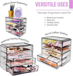 Sorbus Makeup Organizer - 4 Drawer Acrylic Make Up Organizers and Storage for Cosmetics, Jewelry, Beauty Supplies, Clear Makeup Organizer for Vanity, Girl's Room, College Dorm, Counter, Bathroom Sinks
