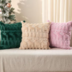 DFXSZ Christmas Pillow Covers 16x16 inch Set of 2 Beige Christmas Tree Elk Decoration Soft Plush Faux Fur Jacquard Throw Pillows for Bedroom Sofa Holiday Festivals Winter Home Decor PTK069C16