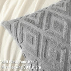 decorUhome Couch Throw Pillow Covers 12x20 Set of 2, Decorative Soft Plush Faux Wool Lumbar Neutral Accent Pillow Covers for Bed Sofa Living Room, Grey