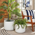 SAFAVIEH Outdoor Collection Lucca White Cement Planter Pot Set of 2