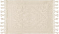 Savi Home Cotton Woven Jacquard Bathroom Rug, Woven Fringe Bathroom Mats, 100% Cotton, Non - Slip Bath Mat, Durable Thick Bath Mat 20”x38” with Fringes, Ivory