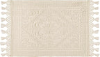 Savi Home Cotton Woven Jacquard Bathroom Rug, Woven Fringe Bathroom Mats, 100% Cotton, Non - Slip Bath Mat, Durable Thick Bath Mat 17”x30” with Fringes, Ivory