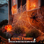 JMEXSUSS 2 Pack Solar Halloween Lights, 33ft 100 LED Orange Halloween Lights Outdoor, Waterproof Solar Fairy String Light for Tree Yard Patio Garden Thanksgiving Decorations