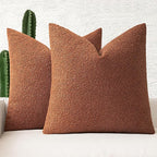 MIULEE 18x18 Inch Decorative Pillow Covers for Couch Bed Set of 2 Textured Boucle Neutral Winter Throw Pillows Rust Accent Solid Cushion Pillowcases Sofa Livingroom Home Decor