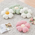 Flower Throw Pillow, Cute Flower Shaped Pillow Decorative Throw Pillow for Bed Couch, Soft Daisy Pillows Floor Seating Cushion Cushions (19.6 Inch White+Green)