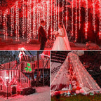Vivideal 300 LED Red Christmas Lights 100ft String Lights Indoor 8 Modes Clear Wire Connectable Waterproof Plug in Red String Lights for Bedroom Indoor Outdoor Halloween Christmas Decorations