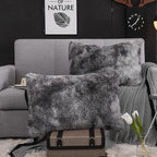 WERDIM Shaggy Fluffy Faux Fur Pillowcases 2 Pack Button Closure Velvet Pillow Shams Standard/Queen Size (Tie Dye Dark Grey, 20 X 26 Inches)