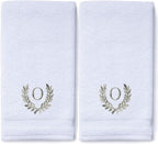Decorative and Monogrammed Hand Towels for Bathroom Kitchen Makeup | Personalized Gift for Wedding-Bridal | Roman Font Custom Luxury Turkish Towel | Spa Collection, Oversized, 16 X 30 Inch, Set of 2