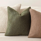 Foindtower Pack of 2, Curly Faux Fur Decorative Throw Pillow Covers Soft Fuzzy Plush Cushion Case with Zipper Cozy Pillowcase for Home Living Room Couch Bed Sofa 22 x 22 Inch, Moss Green