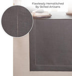 D'Moksha Homes Linen Charcoal Grey Table Runner 36 Inches - 100% Pure Linen Small Table Runner 14 x 36 Inch Ideal for Dresser, Coffee Tables, Fall and Halloween - Classic Hemstitch - Classic Hemstitch