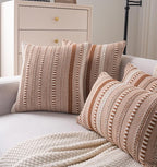 Boho Throw Pillow Covers 18x18 Inch Set of 2, Farmhouse Decorative Couch Pillow Cases, Brown Accent Pillows of Bed, Sofa Bedroom Living Room Home Decor Cushion Cover