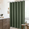 Olive Green Linen Shower Curtain 80 Inches Long Cloth Shower Curtain for Bathroom Boho Farmhouse Spring Decor Hotel Bathtub Water Repellent Extra Long 80 Inch Drapes Set with Hooks, 72x80
