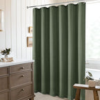 Green Olive Linen Shower Curtain Country Boho Farmhouse Bathroom Decor Shower Curtains 78 Inches Long for Bathroom Neutral Cloth Textured Fabric Bath Cloth with Hooks Hunter Green 78 Inch Length