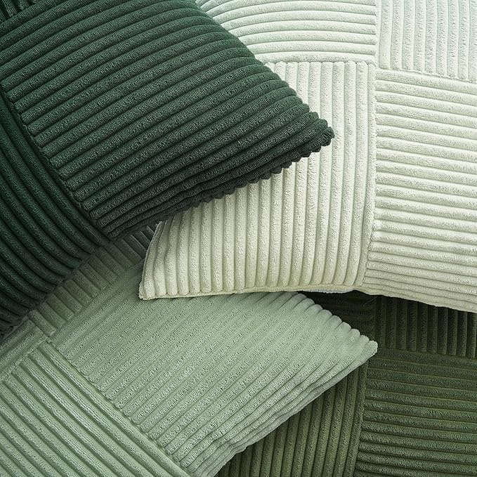 Topfinel SageGreen Throw Pillow Covers Set of 4,Mordern Cozy Cushion Cover with Corduroy,Soft Accent Forest Green Pillow Covers for Couch,Bed,Living Room Home Decor 18×18 Inch