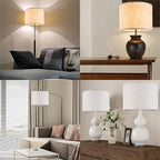 GO&SO Natural Linen Medium Drum Lamp Shades 13" Top x 13" Bottom x 10" High (Spider) Modern Beige Gray Lampshade for Table Lamps Bedside Lamps -Assembly Required - By GO&SO