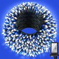300LED 75FT Christmas Lights Indoor, LED Christmas Tree Decoration Lights with 12 Modes & Timer Memory, Dimmable Plug In Waterproof LED Xmas Light for Yard Trees Wedding Party Holiday Blue & White