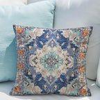 Snycler Boho Throw Pillow Covers 18x18 inch Set of 2 Boho Rug Carpet Double Sided Pattern Cotton Soft Pillow Case Cushion Cover Pillowcase for Couch Sofa Bed Decorative (Blue)