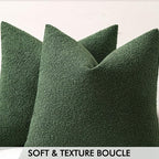 MIULEE Textured Boucle Throw Pillow Cover Christmas Dark Green Accent Solid Lumbar Pillow Case Decorative Soft Pack of 1 Couch Cushion Chair Sofa Bedroom Livingroom Home Decor,12x20 Inch