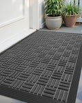 Color&Geometry Front Door Mat Outside Entrance, Heavy Duty Non Slip Low Profile Doormat for Entryway, Trap Dirt and Moisture Welcome Mats All-Weather, Easy Clean, Patio, Garage, 17"x30" Grey
