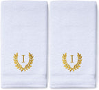 Decorative and Monogrammed Hand Towels for Bathroom Kitchen Makeup | Personalized Gift for Wedding-Bridal | Roman Font Custom Luxury Turkish Towel | Spa Collection, Oversized, 16 X 30 Inch, Set of 2