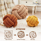 Uvvyui Knot Pillow Ball, Soft Home Decorative Pillows, Round Throw Pillow, Handmade Knotted Plush Pillow, Round Boucle Pillow Cushion (8.6 Inches Caramel)