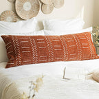 BlissBlush Fall Brick Red Soft Chenille Boho Body Pillow Cover 20x54, Decorative Oversized Long Lumbar Pillow, Boho Textured Oversize Body Pillow, Cover ONLY