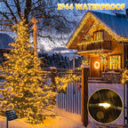 JMEXSUSS 2 Pack Solar String Lights Outdoor Waterproof, Each 33FT 100 LED Warm White Christmas Lights, Waterproof 8 Modes Copper Wire Solar Fairy Light for Outside Patio Tree Yard Garden Decorations