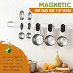Spring Chef Magnetic Measuring Cups & Spoons Set, Patented, Strong N45 Magnets, Heavy Duty Stainless Steel Fits in Spice Jars for Baking & Cooking, BPA Free, Round Set of 9, Black