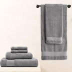 BIOWEAVES 100% Organic Cotton 700 GSM Plush Bath Towels 30" x 58" GOTS Certified - Light Grey, Pack of 2