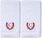 Decorative and Monogrammed Hand Towels for Bathroom Kitchen Makeup | Personalized Gift for Wedding-Bridal | Roman Font Custom Luxury Turkish Towel | Spa Collection, Oversized, 16 X 30 Inch, Set of 2