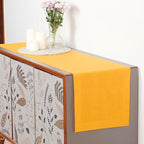 D'Moksha Homes Linen Table Runner 36 Inches - 100% Pure Linen Sunflower Yellow Small Table Runner 14 x 36 Inch for Dresser, Coffee Tables, Fall, Autumn and Halloween-Machine Washable